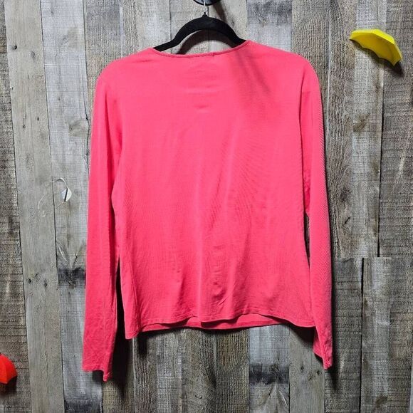 5/$25 Magaschoni Pink Silk Blend LS Tee - Picture 2 of 4